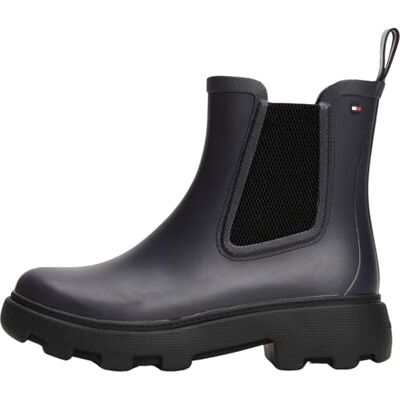 Tommy Hilfiger Damen Gummistiefel Rubber Rainboot mit Blockabsatz, Blau (Space Blue), 39 Tommy Hilfiger Damen Gummistiefel Rubber Rainboot mit Blockabsatz, Blau (Space Blue), 39