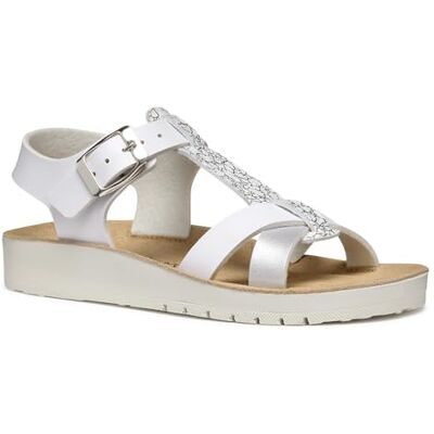Geox Mädchen J Costarei Gi Sandal, White Silver, 31 EU Geox Mädchen J Costarei Gi Sandal, White Silver, 31 EU