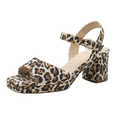 Tamaris Damen Wide Fit Damen Sandalen mit Absatz aus Leder mit verstellbarem Riemen, beige (beige Leo), 37 EU Tamaris Damen Wide Fit Damen Sandalen mit Absatz aus Leder mit verstellbarem Riemen, beige (beige Leo), 37 EU