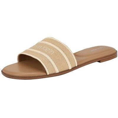 Calvin Damen Kendell Flat Sandal, Light Natur/White 110, 39 EU Calvin Damen Kendell Flat Sandal, Light Natur/White 110, 39 EU