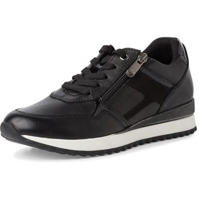 MARCO TOZZI Damen Sneaker flach mit Lederanteil zum Schnüren, Schwarz (Black), 37 EU MARCO TOZZI Damen Sneaker flach mit Lederanteil zum Schnüren, Schwarz (Black), 37 EU
