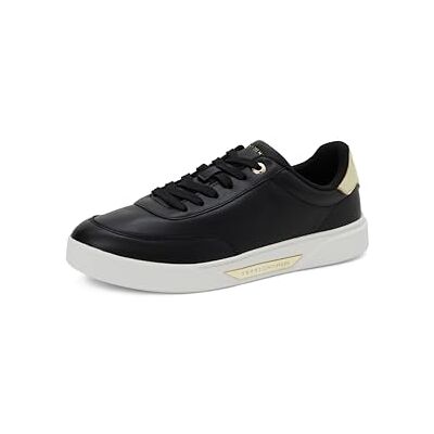 Tommy Hilfiger Damen Cupsole Sneaker Essential Chic Court aus Leder, Schwarz (Black), 41 Tommy Hilfiger Damen Cupsole Sneaker Essential Chic Court aus Leder, Schwarz (Black), 41