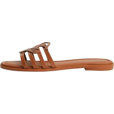 Tommy Hilfiger Damen Slipper Script Flat Mule aus Leder, Braun (Warm Bronze), 37 Tommy Hilfiger Damen Slipper Script Flat Mule aus Leder, Braun (Warm Bronze), 37