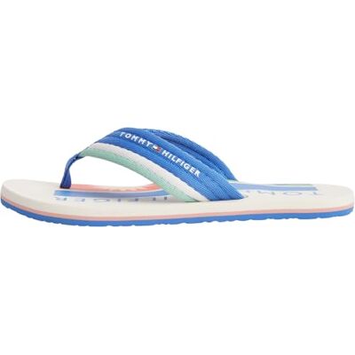 Tommy Hilfiger Herren Flip Flops Patch Beach Sandal mit Logo, Blau (Blue Spell), 46 Tommy Hilfiger Herren Flip Flops Patch Beach Sandal mit Logo, Blau (Blue Spell), 46