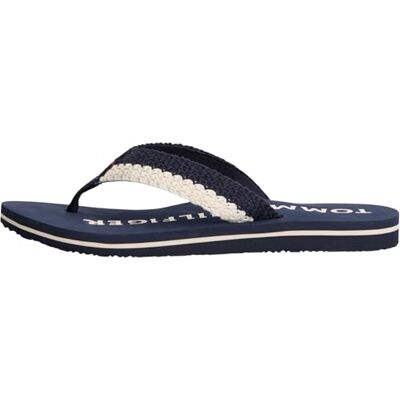 Tommy Hilfiger Damen Th Crochet Summer Sandal Fw0fw09417 Zehentrenner, Blue (Space Blue), 41 EU Tommy Hilfiger Damen Th Crochet Summer Sandal Fw0fw09417 Zehentrenner, Blue (Space Blue), 41 EU