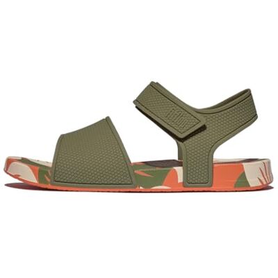 Fitflop Unisex-Kinder Iqushion Junior Leaf-Print Erg. B/S Sandalen, graugrün, 31 EU Fitflop Unisex-Kinder Iqushion Junior Leaf-Print Erg. B/S Sandalen, graugrün, 31 EU