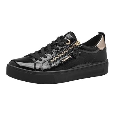 Tamaris Comfort Damen Sneaker flach mit Reißverschluss Freizeit, Schwarz (Black Patent), 38 EU Tamaris Comfort Damen Sneaker flach mit Reißverschluss Freizeit, Schwarz (Black Patent), 38 EU
