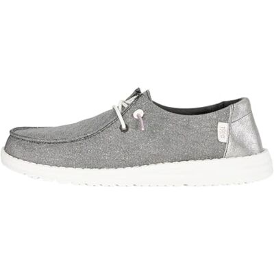 HEYDUDE Hey Dude Wendy Metallic Sparkle Damen Slip on Flache Schuhe Mokassin Stil, Charcoal, 40 HEYDUDE Hey Dude Wendy Metallic Sparkle Damen Slip on Flache Schuhe Mokassin Stil, Charcoal, 40