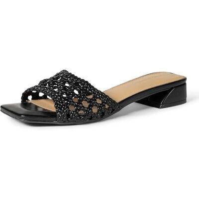 Amazon Essentials Damen Mini Heel Mule Sandals, Schwarzes Rohrgewebe, 38 EU Amazon Essentials Damen Mini Heel Mule Sandals, Schwarzes Rohrgewebe, 38 EU