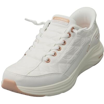 Skechers Damen Contour Foam Golden Hour Slip-InTurnschuhe, White Mesh/Duraleather/Leather/Rose Gold Trim, 39.5 EU Skechers Damen Contour Foam Golden Hour Slip-InTurnschuhe, White Mesh/Duraleather/Leather/Rose Gold Trim, 39.5 EU