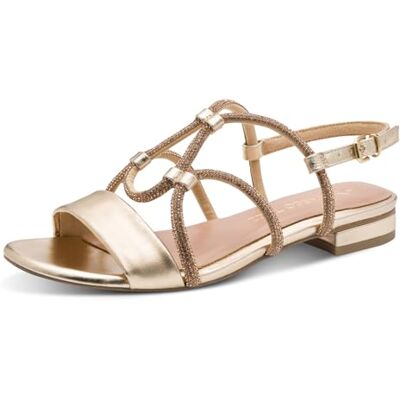 MARCO TOZZI Damen Sandale weiches Feel Me Fußbett Vegan weiches Innenfutter Schick, metallic (GOLD), 38 EU MARCO TOZZI Damen Sandale weiches Feel Me Fußbett Vegan weiches Innenfutter Schick, metallic (GOLD), 38 EU