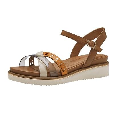 Tamaris Damen Plateau Sandalen Leder Sommer; COGNAC COMBINED/braun; 37 EU Tamaris Damen Plateau Sandalen Leder Sommer; COGNAC COMBINED/braun; 37 EU