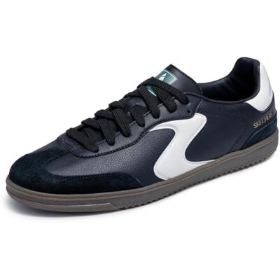 Skechers Herren Hotshot Pyke Turnschuhe, Black Duraleather/Suede/White Trim, 45.5 EU Skechers Herren Hotshot Pyke Turnschuhe, Black Duraleather/Suede/White Trim, 45.5 EU
