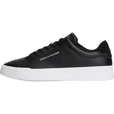 Tommy Hilfiger Herren Court Sneaker Court mit Logo, Schwarz (Black), 47 Tommy Hilfiger Herren Court Sneaker Court mit Logo, Schwarz (Black), 47