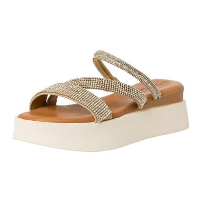 Tamaris Damen Plateau Mules Textil Keilabsatz Sommer; LIGHT GOLD/metallic; 38 EU Tamaris Damen Plateau Mules Textil Keilabsatz Sommer; LIGHT GOLD/metallic; 38 EU