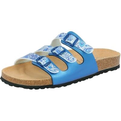 Lico Damen Bioline Flower Pantoletten, Blau Weiß, 41 EU Lico Damen Bioline Flower Pantoletten, Blau Weiß, 41 EU