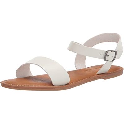 Amazon Essentials Damen Sandale mit Zwei Riemen und Schnalle, Weiß, 37.5 EU Weit Amazon Essentials Damen Sandale mit Zwei Riemen und Schnalle, Weiß, 37.5 EU Weit