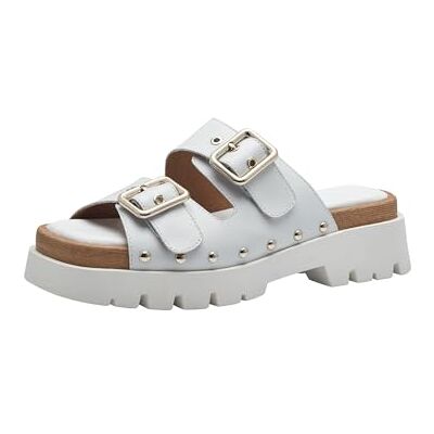 Tamaris Damen Plateau Mules Leder Sommer; WHITE/weiß; 37 EU Tamaris Damen Plateau Mules Leder Sommer; WHITE/weiß; 37 EU