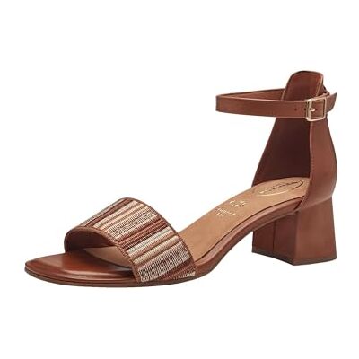 Tamaris Comfort Damen Sandalen mit Absatz aus Leder mit verstellbarem Riemen, Mehrfarbig (Nut Comb), 39 EU Tamaris Comfort Damen Sandalen mit Absatz aus Leder mit verstellbarem Riemen, Mehrfarbig (Nut Comb), 39 EU