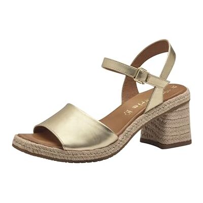 Tamaris Damen Sandalen mit Absatz Leder Blockabsatz Sommer; GOLD/metallic; 37 EU Tamaris Damen Sandalen mit Absatz Leder Blockabsatz Sommer; GOLD/metallic; 37 EU