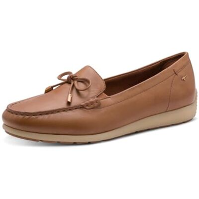 Tamaris Comfort Damen Mokassins aus Leder mit Schleife, Braun (Cognac Nappa), 40 EU Tamaris Comfort Damen Mokassins aus Leder mit Schleife, Braun (Cognac Nappa), 40 EU