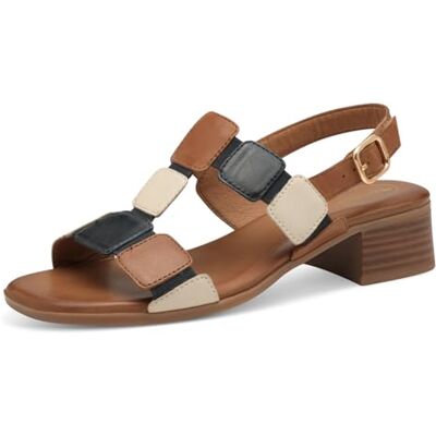 Tamaris Comfort Damen Sandalen mit Absatz aus Leder mit verstellbarem Riemen, Blau (Navy Comb), 38 EU Tamaris Comfort Damen Sandalen mit Absatz aus Leder mit verstellbarem Riemen, Blau (Navy Comb), 38 EU