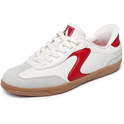 Skechers Damen Hotshot Perfect Choice Slip-InTurnschuhe, White Duraleather/Leather/Red Trim, 40 EU Skechers Damen Hotshot Perfect Choice Slip-InTurnschuhe, White Duraleather/Leather/Red Trim, 40 EU