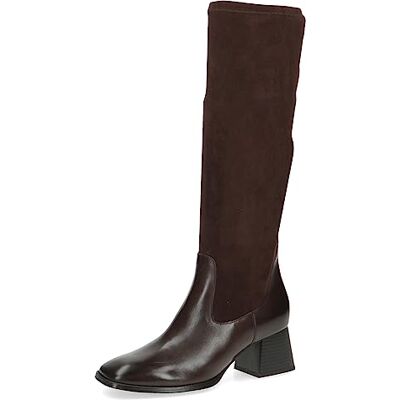 CAPRICE Damen Hohe Stiefel mit Absatz aus Leder bis zum Knie Weite G, Braun (Dk Brown Comb), 39 EU CAPRICE Damen Hohe Stiefel mit Absatz aus Leder bis zum Knie Weite G, Braun (Dk Brown Comb), 39 EU