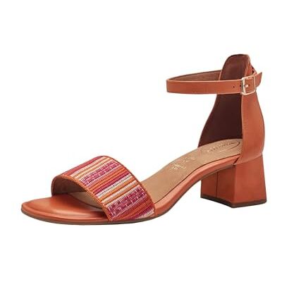 Tamaris Comfort Damen Sandalen mit Absatz aus Leder mit verstellbarem Riemen, Orange (Orange Comb), 39 EU Tamaris Comfort Damen Sandalen mit Absatz aus Leder mit verstellbarem Riemen, Orange (Orange Comb), 39 EU