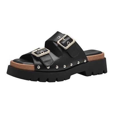 Tamaris Damen Plateau Mules Leder Sommer; BLACK/schwarz; 36 EU Tamaris Damen Plateau Mules Leder Sommer; BLACK/schwarz; 36 EU
