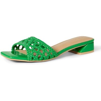 Amazon Essentials Damen Mini Heel Mule Sandals, Grünes Rohrgewebe, 39 EU Amazon Essentials Damen Mini Heel Mule Sandals, Grünes Rohrgewebe, 39 EU
