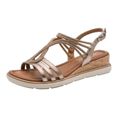 Tamaris Damen Sandalette mit Keilabsatz, metallic, 39 EU Tamaris Damen Sandalette mit Keilabsatz, metallic, 39 EU