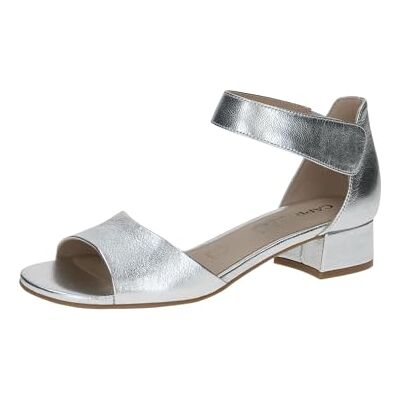 CAPRICE Damen Sandalen mit Absatz aus Leder mit Riemchen, Silber (Silver Metal.), 40,5 EU CAPRICE Damen Sandalen mit Absatz aus Leder mit Riemchen, Silber (Silver Metal.), 40,5 EU