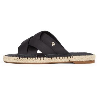 Tommy Hilfiger Damen Pantoletten Satin Mule Sandalen, Schwarz (Black), 41 Tommy Hilfiger Damen Pantoletten Satin Mule Sandalen, Schwarz (Black), 41