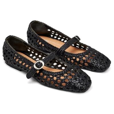 GIOSEPPO Mary-Jane Ballerinas aus geflochtenem Leder, Schwarz, 39 EU GIOSEPPO Mary-Jane Ballerinas aus geflochtenem Leder, Schwarz, 39 EU