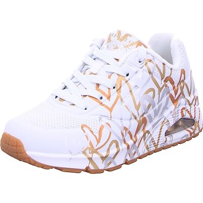 Skechers Damen UNO Metallic Love Trainers, White and Multi Metallic Heart Print Durabuck, 37.5 EU Skechers Damen UNO Metallic Love Trainers, White and Multi Metallic Heart Print Durabuck, 37.5 EU