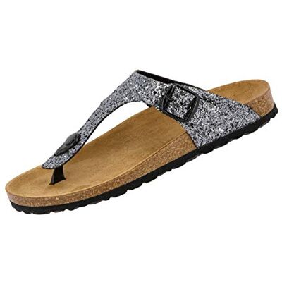Lico BIOLINE GLISTO Damen Pantoletten, Anthrazit, 36 EU Lico BIOLINE GLISTO Damen Pantoletten, Anthrazit, 36 EU