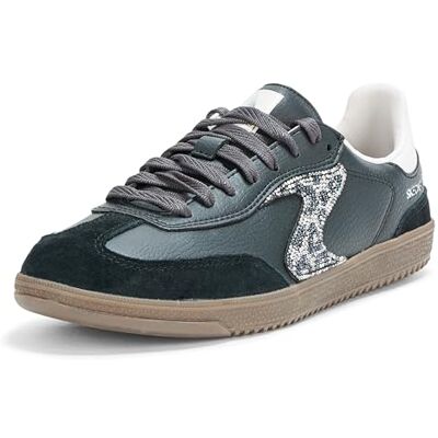Skechers Damen Hotshot Shimmering SpotsSneaker, Schwarzes Duralteather-Leder, weißer Rand, 39.5 EU Skechers Damen Hotshot Shimmering SpotsSneaker, Schwarzes Duralteather-Leder, weißer Rand, 39.5 EU