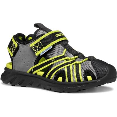 Geox J AIRADYUM BO Sandal, Grey/Lime, 30 EU Geox J AIRADYUM BO Sandal, Grey/Lime, 30 EU