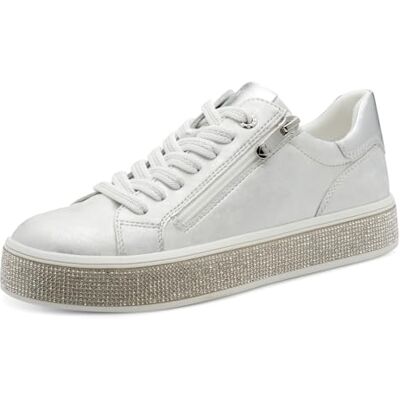 MARCO TOZZI Damen Sneaker weiches Feel Me Wechselfußbett weiches Innenfutter Vegan Modisch, metallic (Silver Comb), 38 EU MARCO TOZZI Damen Sneaker weiches Feel Me Wechselfußbett weiches Innenfutter Vegan Modisch, metallic (Silver Comb), 38 EU