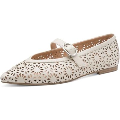 MARCO TOZZI Damen Ballerinas weiches Feel Me Fußbett weiches Innenfutter Vegan Spitz, beige (Cream), 39 EU MARCO TOZZI Damen Ballerinas weiches Feel Me Fußbett weiches Innenfutter Vegan Spitz, beige (Cream), 39 EU