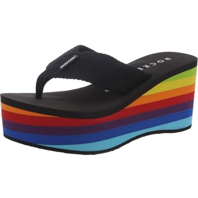 Rocket Dog Crush Comfort Damen-Flip-Flops, Schaumstoff-Plateausohle, Regenbogenschwarz, 36.5 EU Rocket Dog Crush Comfort Damen-Flip-Flops, Schaumstoff-Plateausohle, Regenbogenschwarz, 36.5 EU