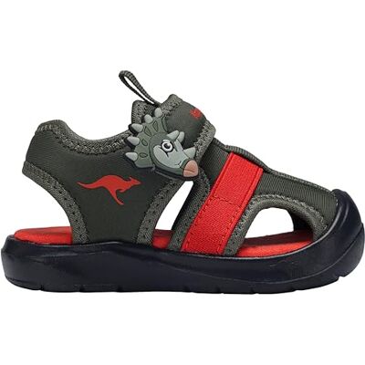 KangaROOS Jungen Unisex Kinder K-Toe Ellis Flache Sandale, Olive/Dino, 25 EU KangaROOS Jungen Unisex Kinder K-Toe Ellis Flache Sandale, Olive/Dino, 25 EU
