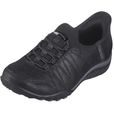 Skechers Breathe-Easy Home-Body-Sneaker für Damen, Schwarzes Microleder-Strick, 38.5 EU Skechers Breathe-Easy Home-Body-Sneaker für Damen, Schwarzes Microleder-Strick, 38.5 EU