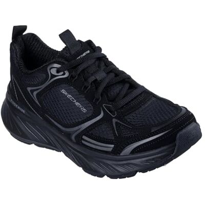 Skechers Edgeride Silver Eclipse-Sneaker für Damen, Schwarzer Netzstoff mit Duraleather-Besatz, 39.5 EU Skechers Edgeride Silver Eclipse-Sneaker für Damen, Schwarzer Netzstoff mit Duraleather-Besatz, 39.5 EU