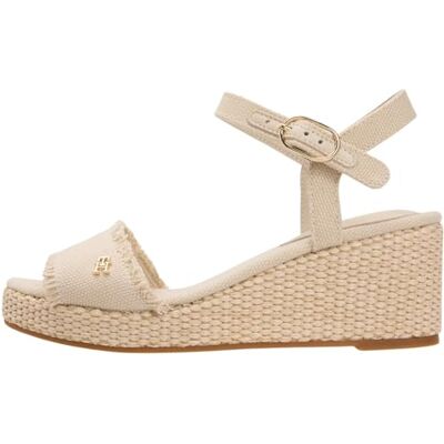 Tommy Hilfiger Damen Wedge Sandalen Woven Fringe mit Keilabsatz, Beige (Classic Beige), 41 Tommy Hilfiger Damen Wedge Sandalen Woven Fringe mit Keilabsatz, Beige (Classic Beige), 41