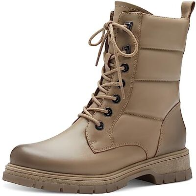 MARCO TOZZI Damen Schnürstiefel ohne Absatz aus Kunstleder Winter, Grau (Taupe), 39 MARCO TOZZI Damen Schnürstiefel ohne Absatz aus Kunstleder Winter, Grau (Taupe), 39
