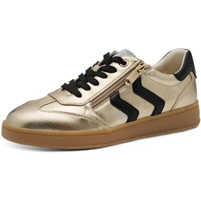 MARCO TOZZI Damen Sneaker flach mit Reißverschluss Freizeit, Gold (Gold Comb), 41 EU MARCO TOZZI Damen Sneaker flach mit Reißverschluss Freizeit, Gold (Gold Comb), 41 EU