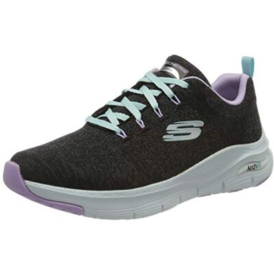 Skechers Damen Arch Fit Comfy Wave Sneaker, Black Knit Lavender Trim, 39.5 EU Skechers Damen Arch Fit Comfy Wave Sneaker, Black Knit Lavender Trim, 39.5 EU