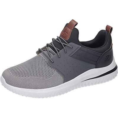 Skechers Herren Delson 3.0 Cicada Sneaker, Gray Black Knitted Mesh W Synthetic, 48.5 EU Skechers Herren Delson 3.0 Cicada Sneaker, Gray Black Knitted Mesh W Synthetic, 48.5 EU